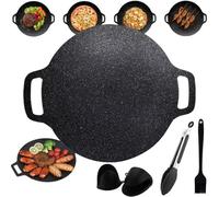 POTKFMN Teglia Rotonda Antiaderente Coreana, Padelle Per Grigliate Coreane Per Cucina Interna, Padella Coreana Per Grigliate Bbq, Per La Casa, La Cucina, Il Campeggio E I Viaggi (28cm/11in)