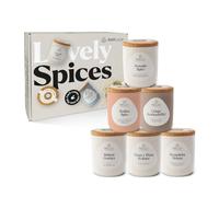 POTLUCK I Set di 6 spezie I 6 raffinate miscele di spezie, ideale come regalo, vaso in ceramica riutilizzabile, per la casa