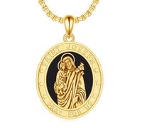 POTOPYY Collana con ciondolo a forma di croce a quattro vie, in argento Sterling S925, San Michele, San Cristoforo, San Benedetto, San Giuseppe, San Francesco, protezione religiosa, per uomini e donne