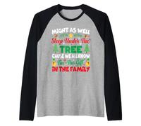 Potrebbe Anche Dormire sotto L'Albero Uomini Donne Bambini Natale Maglia con Maniche Raglan