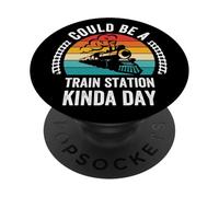 Potrebbe essere una stazione ferroviaria tipo giorno, divertente amante dei treni di viaggio PopSockets PopGrip Adesivo