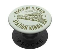 Potrebbe essere una stazione ferroviaria tipo giorno, divertente amante dei treni di viaggio PopSockets PopGrip Adesivo