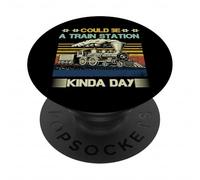 Potrebbe essere una stazione ferroviaria tipo giorno, divertente amante dei treni di viaggio PopSockets PopGrip Adesivo