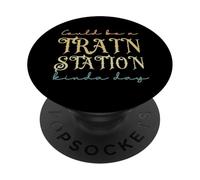 Potrebbe essere una stazione ferroviaria tipo giorno, divertente amante dei treni di viaggio PopSockets PopGrip Adesivo
