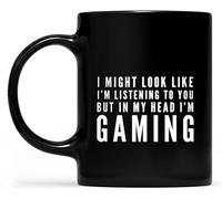 Potrei sembrare che ti stia ascoltando nella mia testa, sto giocando, tazze da caffè originali, tazza da caffè in ceramica con stampa su entrambi i lati, regalo per mamma, papà, amico, moglie, marito,