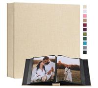 potricher Album fotografico, 20 x 25 cm, 160 tasche, copertina in lino, 20 x 25 cm, album fotografico per famiglia, matrimonio, anniversario, vacanze, colore: beige