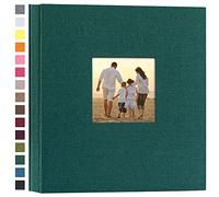 Potricher Album fotografico con copertina rigida in lino, 600 foto da 10 x 15 cm, grande capienza, per famiglia, anniversario di matrimonio, vacanze del bambino, verde scuro, 600 foto