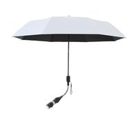 POTRUWE Ombrello per sedia con morsetto universale, regolabile a 360°, portatile, per sedie a rotelle, sedie da patio, sedie da spiaggia (argento)