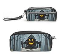 POTSCBVW Astuccio con fantasma retrò, grande capacità, con due scomparti, astuccio in pelle con cerniera, astuccio portatile da viaggio per donne e uomini