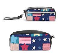 POTSCBVW Astuccio con motivo a stelle, grande capacità, con due scomparti, astuccio in pelle con cerniera, borsa portatile da viaggio per cosmetici per donne e uomini