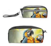 POTSCBVW Astuccio con pappagalli carini, grande capacità, con due scomparti, astuccio in pelle con cerniera, astuccio portatile da viaggio per donne e uomini