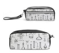 POTSCBVW Astuccio con stampa chimica, grande capacità, con due scomparti, astuccio in pelle con cerniera, borsa portatile da viaggio per cosmetici per donne e uomini