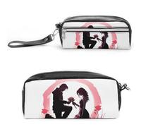 POTSCBVW Astuccio in ginocchio con una rosa, grande capacità con due scomparti, astuccio in pelle con cerniera, borsa per cosmetici da viaggio portatile per donne e uomini