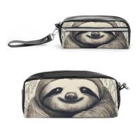 POTSCBVW Astuccio portamatite con motivo bradipo My Spirit, grande capacità, con due scomparti, astuccio in pelle con cerniera, borsa portatile da viaggio per cosmetici per donne e uomini
