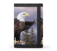 POTSCBVW Bald Eagle Portafoglio compatto a tre ante con portachiavi, leggero e resistente, per esterni, stile, taglia unica, classico