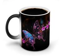POTSCBVW Bella farfalla magica tazza che cambia colore, tazza in ceramica rivela il design nascosto quando è calda, tazze da caffè sensibili al calore scolorimento divertente regalo per compleanno