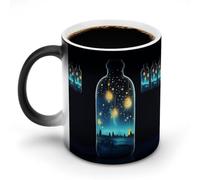 POTSCBVW Bellissima tazza in ceramica che cambia colore, con scritta "Bottle of the Night" che rivela un design nascosto quando è calda, tazza da caffè sensibile al calore, divertente regalo per