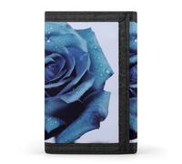 POTSCBVW Blue Rose Blooms Portafoglio compatto a tre ante con portachiavi, leggero e resistente, per esterni, stile, taglia unica, classico