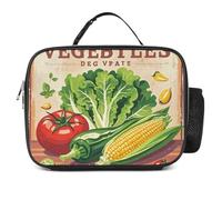 POTSCBVW Borsa per il pranzo vintage con verdure, grande capacità, isolata, con fibbia di sicurezza, borsa termica per lavoro, palestra, picnic, viaggi e attività all'aperto