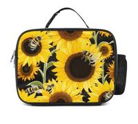 POTSCBVW Borsa termica per il pranzo con api girasole, grande capacità, con fibbia di sicurezza, borsa termica a tenuta stagna per lavoro, palestra, picnic, viaggi e attività all'aperto