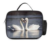 POTSCBVW Borsa termica per il pranzo con cigno bianco romantico, grande capacità, con fibbia di sicurezza, a prova di perdite, borsa termica per lavoro, palestra, picnic, viaggi e attività all'aperto