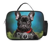 POTSCBVW Borsa termica per il pranzo con cucciolo di bulldog francese con fotocamera, grande capacità, borsa termica con fibbia di sicurezza, borsa termica a tenuta stagna per lavoro, palestra, picnic
