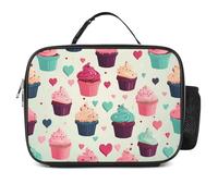POTSCBVW Borsa termica per il pranzo con cupcake, caramelle, cuori, grande capacità, con fibbia di sicurezza, borsa termica per lavoro, palestra, picnic, viaggi e attività all'aperto