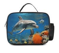 POTSCBVW Borsa termica per il pranzo con delfini, grande capacità, con fibbia di sicurezza, a prova di perdite, per lavoro, palestra, picnic, viaggi e attività all'aperto