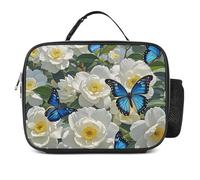 POTSCBVW Borsa termica per il pranzo con farfalla blu, grande capacità, con fibbia di sicurezza, borsa termica per lavoro, palestra, picnic, viaggi e attività all'aperto