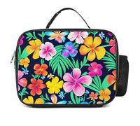 POTSCBVW Borsa termica per il pranzo con fiori colorati, grande capacità, con fibbia di sicurezza, a tenuta stagna, per lavoro, palestra, picnic, viaggi e attività all'aperto