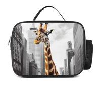 POTSCBVW Borsa termica per il pranzo con giraffa a New York, grande capacità, con fibbia di sicurezza, borsa termica per lavoro, palestra, picnic, viaggi e attività all'aperto