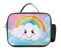 POTSCBVW Borsa termica per il pranzo con nuvole sorridenti e arcobaleno, grande capacità, con fibbia di sicurezza, a prova di perdite, per lavoro, palestra, picnic, viaggi e attività all'aperto
