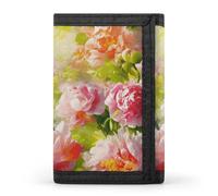 POTSCBVW Bright Peonies Portafoglio compatto a tre ante con portachiavi, leggero e resistente, per esterni, stile, taglia unica, classico