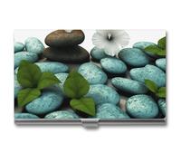 POTSCBVW Cobblestone Zen Flowers Porta biglietti da visita super leggero portatile in lega di alluminio porta carte di credito sottile professionale porta biglietti da visita per lavoratori in ufficio