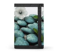 POTSCBVW Cobblestone Zen Flowers Portafoglio compatto a tre ante con portachiavi, borsa leggera e resistente per esterni, stile, taglia unica, classico