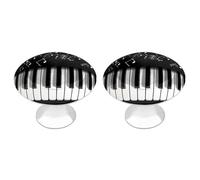 POTSCBVW Confezione da 2 chiavi per pianoforte con note musicali, maniglie per cassetti, in acciaio inox, per cucina, bagno, comò, cassettiera, pomello rotondo minimalista, facile installazione