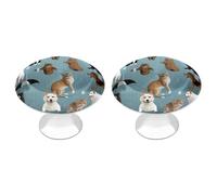 POTSCBVW Confezione da 2 maniglie per cassetti con gatti e cani che piovono in acciaio inox, per cucina, bagno, comò, cassettiera, stile minimalista, manopola rotonda per cassetti, facile