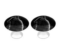 POTSCBVW Confezione da 2 maniglie per cassetti con lupo rivolto verso la luna, in acciaio inox, per cucina, bagno, comò, cassettiera, minimalista, rotonda, facile installazione, hardware incluso