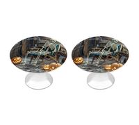 POTSCBVW Confezione da 2 terrificanti maniglie per cassetti con scheletro fantasma, in acciaio inox, per cucina, bagno, comò, cassettiera, minimalista, rotonda, facile installazione, hardware incluso