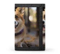 POTSCBVW Dog Corgi Portafoglio compatto a tre ante con portachiavi, leggero e resistente, per esterni, stile, taglia unica, classico
