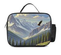 POTSCBVW Eagle in Misty Mountain - Borsa termica per il pranzo, grande capacità, con fibbia di sicurezza, a prova di perdite, per lavoro, palestra, picnic, viaggi e attività all'aperto