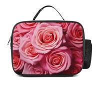 POTSCBVW Elegante borsa per il pranzo con fiori di rosa, grande capacità, isolata, con fibbia di sicurezza, borsa termica per lavoro, palestra, picnic, viaggi e attività all'aperto