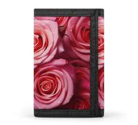 POTSCBVW Elegante portafoglio compatto a tre ante con rose, con portachiavi, leggero e resistente, per esterni, stile, taglia unica, classico