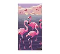 POTSCBVW Flock of Tropical Flamingos Copertura per porta d'ingresso, 178 x 89 cm, in poliestere, decorazione per portico di benvenuto, cartello da appendere per feste, decorazioni per la casa