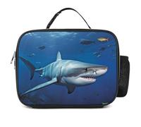 POTSCBVW Grande borsa per il pranzo con pesce bianco, grande capacità, isolata, con fibbia di sicurezza, borsa termica per lavoro, palestra, picnic, viaggi e attività all'aperto