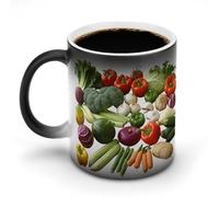 POTSCBVW Introduzione di varie verdure magica tazza che cambia colore, la tazza in ceramica rivela il design nascosto quando è calda, tazze da caffè sensibili al calore scolorimento regalo divertente