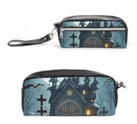 POTSCBVW Night of the Moon - Astuccio grande con due scomparti, astuccio in pelle con cerniera, astuccio portatile da viaggio per donne e uomini