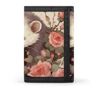 POTSCBVW Opossum And Roses Portafoglio compatto a tre ante con portachiavi, borsa leggera e resistente per esterni, stile, taglia unica, classico