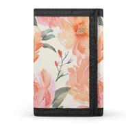 POTSCBVW Peach Peony Portafoglio compatto a tre ante con portachiavi, borsa leggera e resistente per esterni, stile, taglia unica, classico
