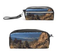 POTSCBVW Pikes Peak, astuccio Colorado, grande capacità, con due scomparti, astuccio in pelle con cerniera, astuccio portatile da viaggio per cosmetici per donne e uomini